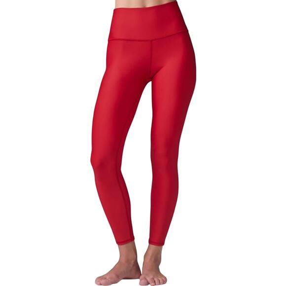 Alo Airlift 7/8 Leggings High Waist Compression Sheen Wide Waistband Bold Red S - Picture 1 of 7